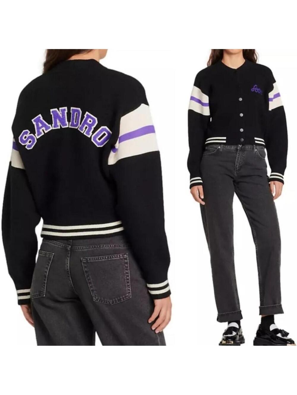 Sandro Ashton Varsity Embroidered Jacket (XS)